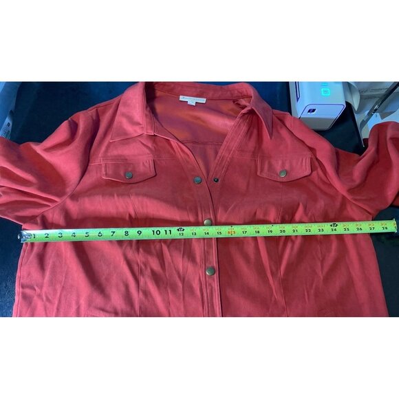 JM Collection Woman Orange Button Down Collared Shacket Jacket Sz 24W - Picture 7 of 10